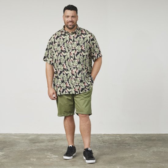 North Latitude 61357 Viscose Overhemd met All-Over Print Zwart - Overhemden - Overhemden Grote Maten Heren