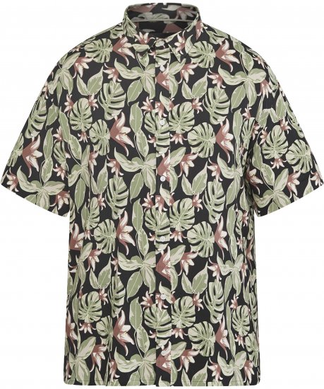 North Latitude 61357 Viscose Overhemd met All-Over Print Zwart - Overhemden - Overhemden Grote Maten Heren