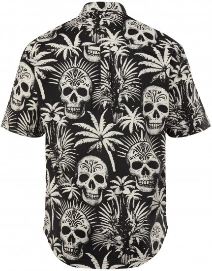 JP1880 Skull Pattern Jersey Short Sleeve Shirt Black - Overhemden - Overhemden Grote Maten Heren