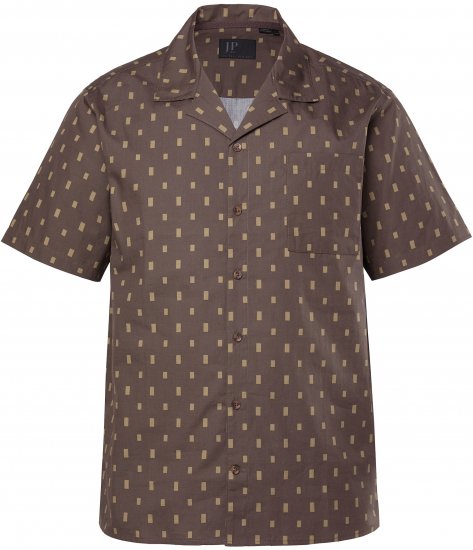 JP1880 Boxy Cuba Short Sleeve Shirt Brown - Overhemden - Overhemden Grote Maten Heren