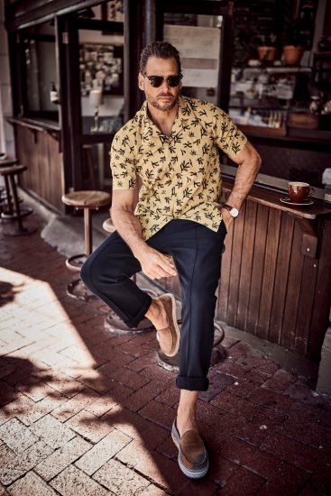 JP1880 Boxy Cuba Short Sleeve Shirt Camel - Overhemden - Overhemden Grote Maten Heren