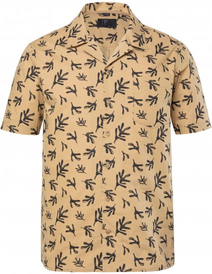 JP1880 Boxy Cuba Short Sleeve Shirt Camel - Overhemden - Overhemden Grote Maten Heren