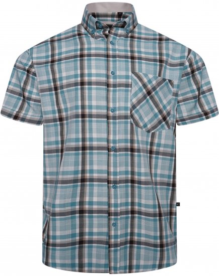 Kam Jeans 6339 Checked Short Sleeve Shirt Mineral Blue - Overhemden - Overhemden Grote Maten Heren