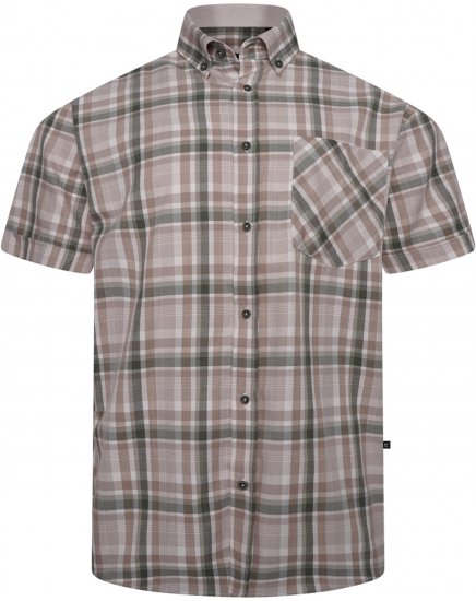 Kam Jeans 6339 Checked Short Sleeve Shirt Beige - Overhemden - Overhemden Grote Maten Heren