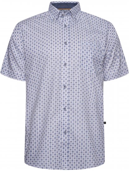 Kam Jeans 6345 Jewel Pattern Short Sleeve Shirt Blue - Overhemden - Overhemden Grote Maten Heren