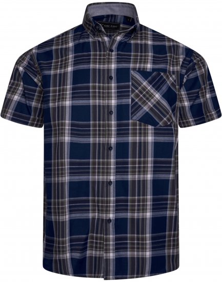 Kam jeans 6350 Casual Checked Short Sleeve Shirt Indigo - Overhemden - Overhemden Grote Maten Heren