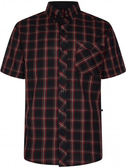 Kam Jeans 6365 Checked Short Sleeve Shirt Burgundy - Overhemden - Overhemden Grote Maten Heren