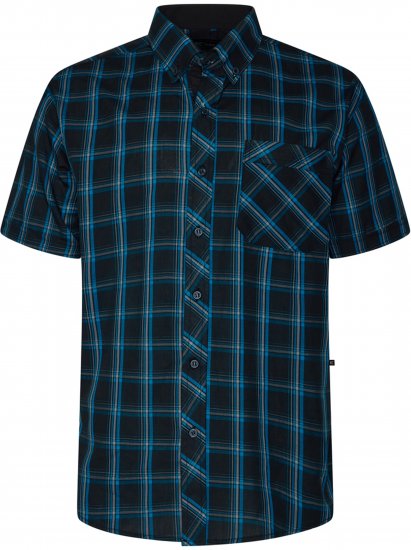 Kam Jeans 6365 Checked Short Sleeve Shirt Turquoise - Overhemden - Overhemden Grote Maten Heren