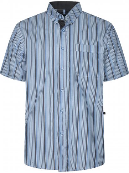 Kam Jeans 6374 Striped Short Sleeve Shirt Blue - Overhemden - Overhemden Grote Maten Heren