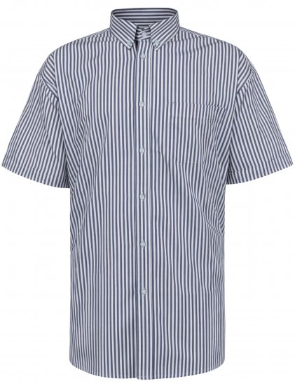 Kam Jeans 6375 Casual Striped Short Sleeve Shirt Navy - Overhemden - Overhemden Grote Maten Heren