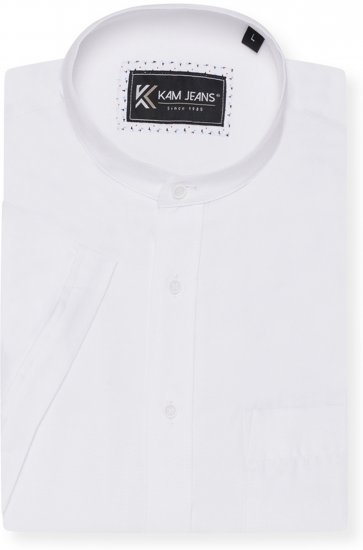 Kam Jeans P020 Premium Short Sleeve Oxford Shirt White - Overhemden - Overhemden Grote Maten Heren
