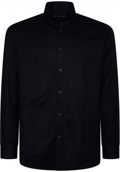 Kam Jeans 6357 Dobby Weave Shirt Black - Overhemden - Overhemden Grote Maten Heren
