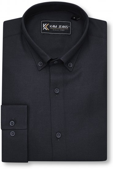 Kam Jeans 6357 Dobby Weave Shirt Black - Overhemden - Overhemden Grote Maten Heren