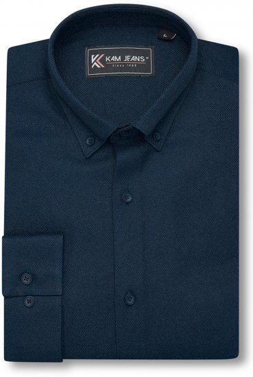 Kam Jeans 6357 Dobby Weave Shirt Navy - Overhemden - Overhemden Grote Maten Heren