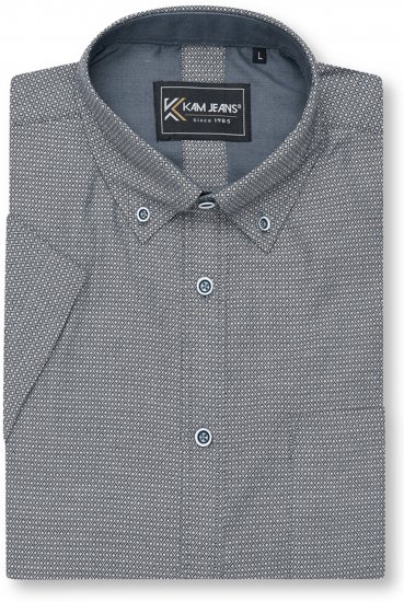 Kam Jeans 6359 All Over Geo Print Shirt Charcoal - Overhemden - Overhemden Grote Maten Heren