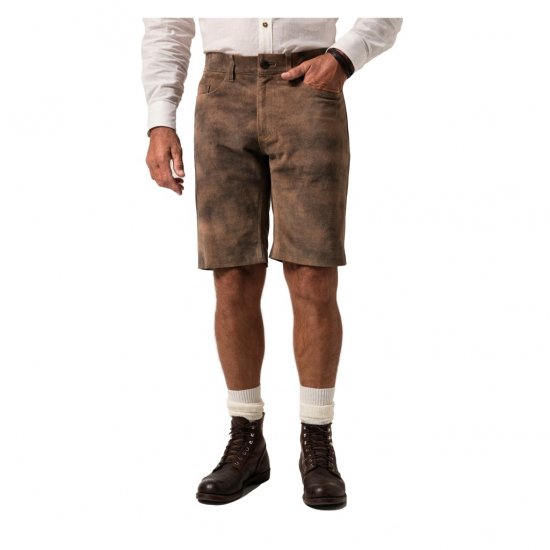 JP1880 Shorts Leather Traditional Cowhide Brown - Korte broeken - Grote Maten Korte Broeken Heren