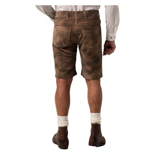 JP1880 Shorts Leather Traditional Cowhide Brown - Korte broeken - Grote Maten Korte Broeken Heren