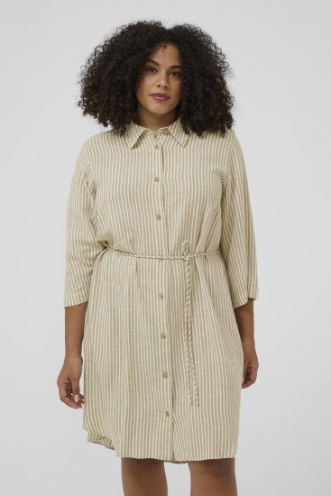 Kaffe Curve Milla Short Shirt Dress Chinchilla/Chalk Stripe - Mini jurken - 