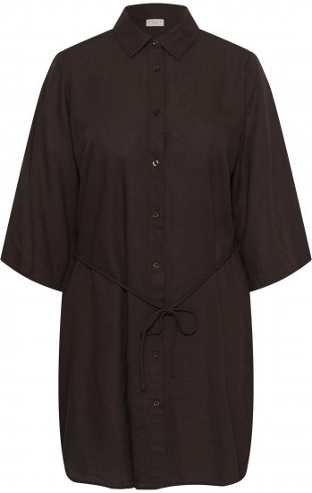 Kaffe Curve Mille Short Shirt Dress Black Coffee Brown - Mini jurken - 
