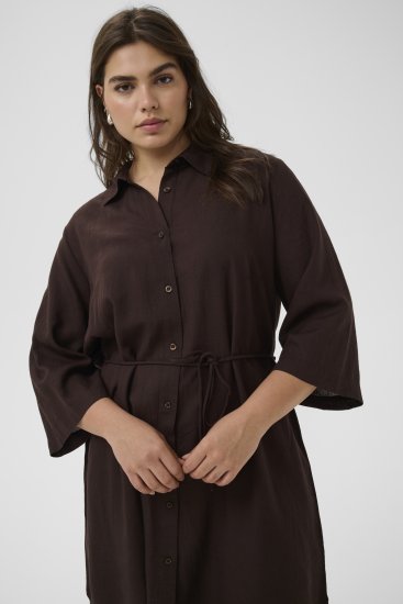 Kaffe Curve Mille Short Shirt Dress Black Coffee Brown - Mini jurken - 