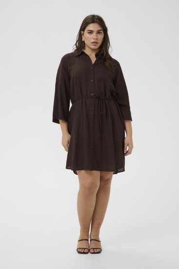 Kaffe Curve Mille Short Shirt Dress Black Coffee Brown - Mini jurken - 