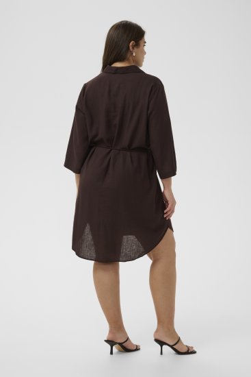 Kaffe Curve Mille Short Shirt Dress Black Coffee Brown - Mini jurken - 