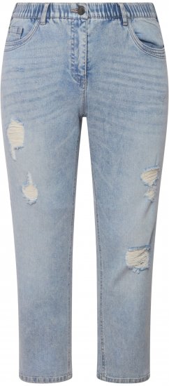Ulla Popken Stonewashed Distressed Boyfriend Jeans Light Blue - Jeans & Broeken in Grote Maten – Plus Size - 