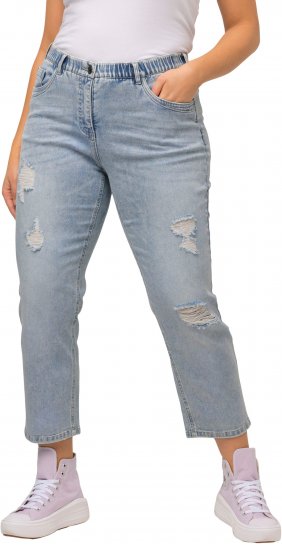 Ulla Popken Stonewashed Distressed Boyfriend Jeans Light Blue - Jeans & Broeken in Grote Maten – Plus Size - 