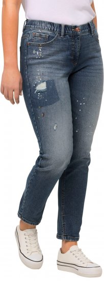 Ulla Popken Distressed Stretch Fit Sarah Jeans Blue Denim - Jeans & Broeken in Grote Maten – Plus Size - 