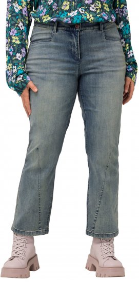 Ulla Popken Splatter Painted Jeans Washed Blue Denim - Jeans & Broeken in Grote Maten – Plus Size - 