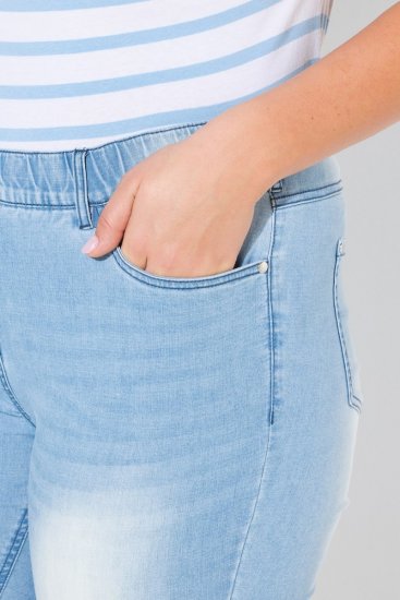 Ulla Popken Pre-Washed Elastic Waist Jeans Light Light Blue Denim - Jeans - Damesjeans in grote maten