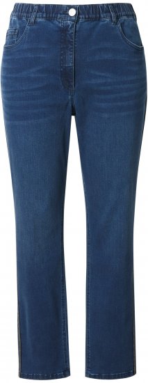 Ulla Popken Rhinestone Seam Stretch Fit Jeans Blue Denim - Jeans & Broeken in Grote Maten – Plus Size - 