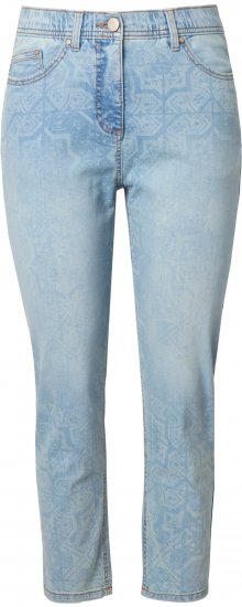 Ulla Popken Tile Laser Print Stretch Fit Jeans Light Light Blue Denim - Jeans & Broeken in Grote Maten – Plus Size - 