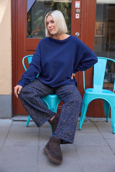 Ulla Popken Leopard Print Stretch Fit Jeans Ink Blue - Jeans & Broeken in Grote Maten – Plus Size - 