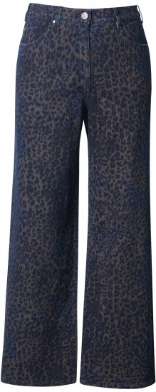 Ulla Popken Leopard Print Stretch Fit Jeans Ink Blue - Jeans & Broeken in Grote Maten – Plus Size - 