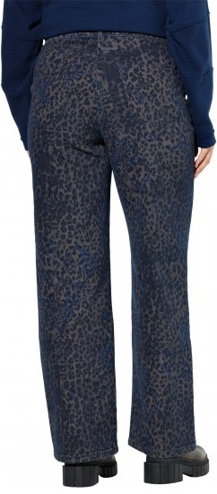 Ulla Popken Leopard Print Stretch Fit Jeans Ink Blue - Jeans & Broeken in Grote Maten – Plus Size - 