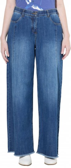 Ulla Popken Extra Wide Leg Stretch Fit Jeans Denim Blue - Jeans & Broeken in Grote Maten – Plus Size - 