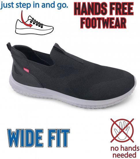 D555 Huddersfield Kingsize Hands Free Slip On with Knitted Top Shoes Black - Sneakers - 
