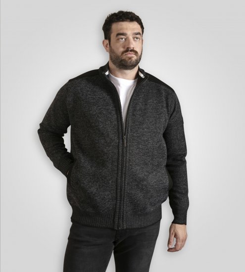 D555 Dereham 2 Knitted Sweater with Zipper Charcoal Marl - Sweaters & hoodies - Sweaters & Hoodies Grote Maten Heren