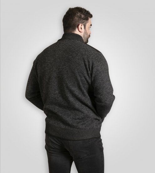 D555 Dereham 2 Knitted Sweater with Zipper Charcoal Marl - Sweaters & hoodies - Sweaters & Hoodies Grote Maten Heren