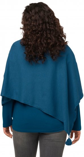 Ulla Popken Knit Pointed Hem Poncho Cerulean - Sweaters & hoodies - 