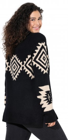Ulla Popken Aztec Pattern Turtleneck Sweater Black - Sweaters & hoodies - 