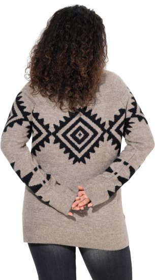 Ulla Popken Aztec Pattern Turtleneck Sweater Pebble Grey - Sweaters & hoodies - 