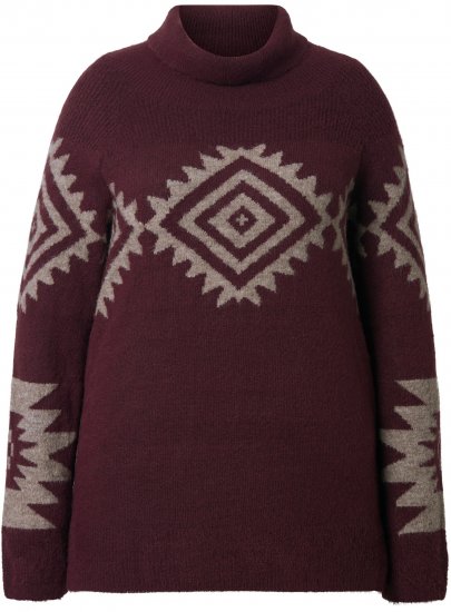 Ulla Popken Aztec Pattern Turtleneck Sweater Plum - Sweaters & hoodies - 