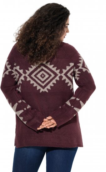 Ulla Popken Aztec Pattern Turtleneck Sweater Plum - Sweaters & hoodies - 