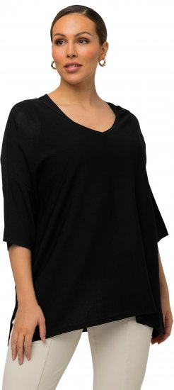 Ulla Popken Oversized 3/4 Sleeve V-Neck Sweater Black - Sweaters & hoodies - 