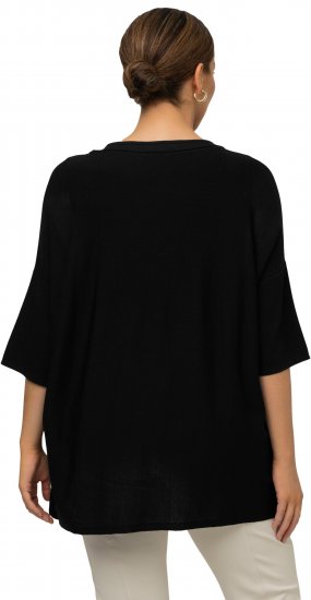 Ulla Popken Oversized 3/4 Sleeve V-Neck Sweater Black - Sweaters & hoodies - 
