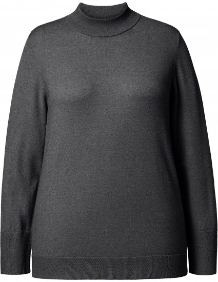 Ulla Popken Long Sleeves Mock Turtleneck Sweater Charcoal Grey Melange - Sweaters & hoodies - 