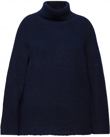 Ulla Popken Ribbed Knit Turtleneck Sweater Navy - Sweaters & hoodies - 