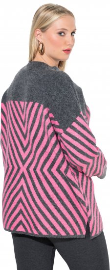 Ulla Popken Graphic Stripe Long Sleeve Turtleneck Sweater Flamingo - Sweaters & hoodies - 